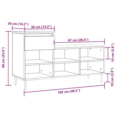 vidaXL skoreol 102x36x60 cm konstrueret træ hvid