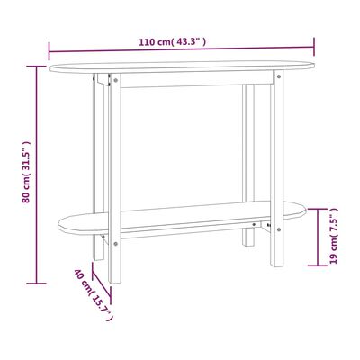 vidaXL konsolbord 110x40x80 cm massivt fyrretræ gyldenbrun