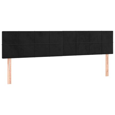 vidaXL sengegavl med LED-lys 200x5x78/88 cm velour sort