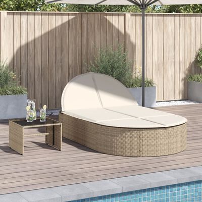 vidaXL solseng med hynder polyrattan beige