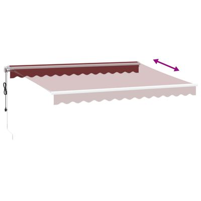 vidaXL markise med LED-lys 350x250 cm automatisk betjening bordeaux