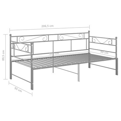 vidaXL sengestel til udtræksseng 90x200 cm metal grå