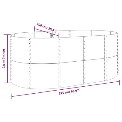 vidaXL plantekasse 175x100x68 cm pulverlakeret stål sølvfarvet