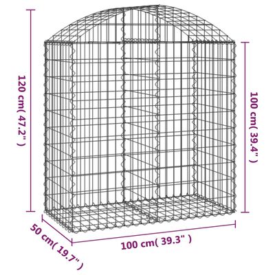 vidaXL buet gabionkurv 100x50x100/120 cm galvaniseret jern