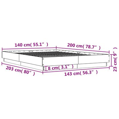 vidaXL sengestel 140x200 cm konstrueret træ sonoma-eg