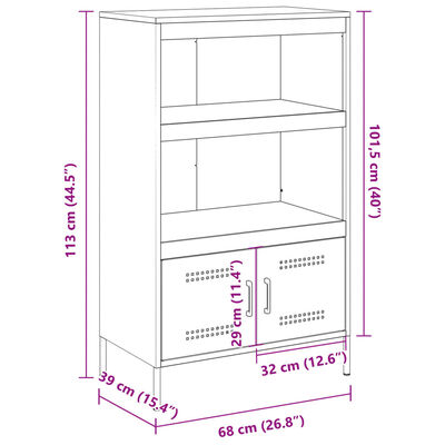 vidaXL højskab 68x39x113 cm stål hvid