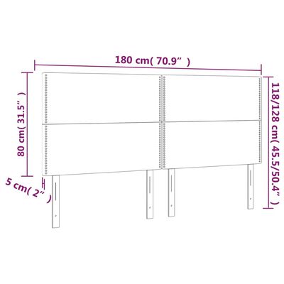 vidaXL sengegavl med LED-lys 180x5x118/128 cm fløjl lysegrå