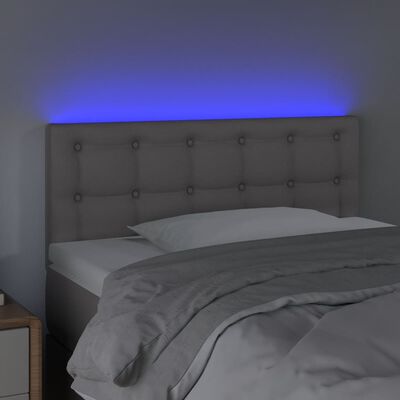 vidaXL sengegavl med LED-lys 100x5x78/88 cm kunstlæder grå