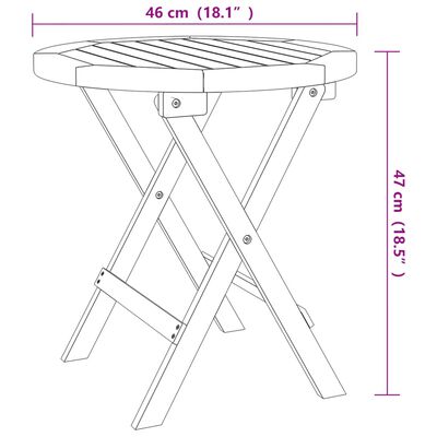 vidaXL foldbart havebord Ø46 cm massivt akacietræ hvid