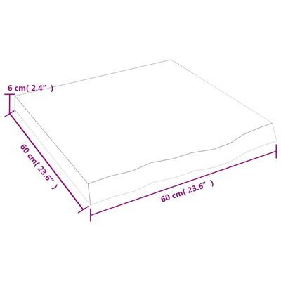 vidaXL bordplade 60x60x(2-6) cm ubehandlet massivt egetræ