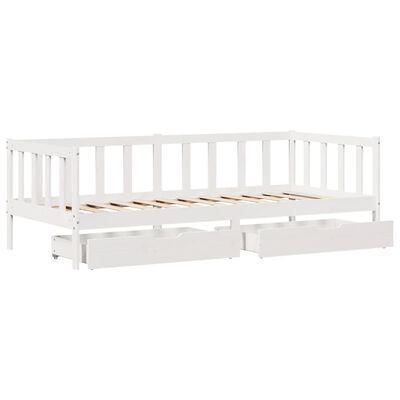 vidaXL daybed med skuffer 90x190 cm massivt fyrretræ hvid