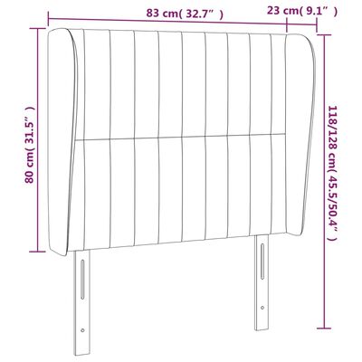 vidaXL sengegavl med kanter 83x23x118/128 cm stof sort