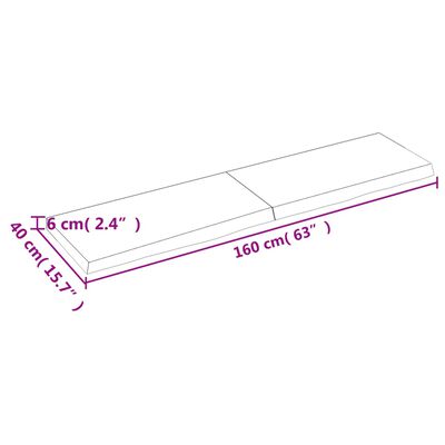 vidaXL bordplade 160x40x(2-6) cm behandlet massivt egetræ mørkebrun