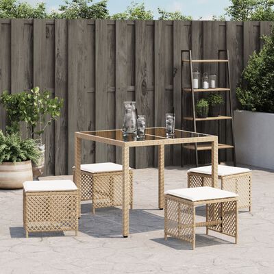 vidaXL haveskamler 4 stk. med hynder 41x41x36 cm polyrattan beige