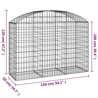 vidaXL buet gabionkurv 150x50x100/120 cm galvaniseret jern