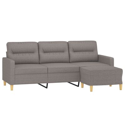 vidaXL 3-personers sofa med fodskammel 180 cm stof Gråbrun