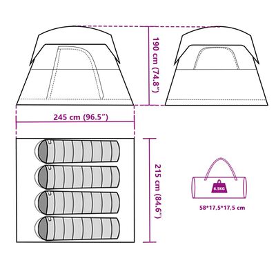 vidaXL 4-personers campingtelt vandtæt orange