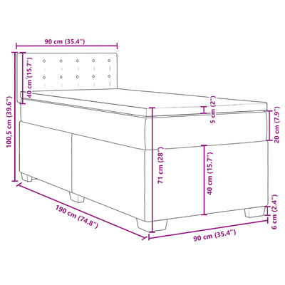 vidaXL kontinentalseng med madras 90x190 cm kunstlæder grå