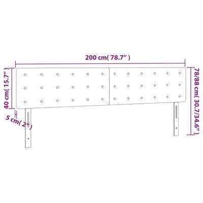 vidaXL sengegavl med LED-lys 200x5x78/88 cm fløjl lysegrå