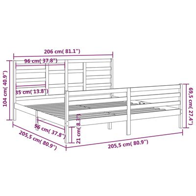 vidaXL sengeramme uden madras 200x200 cm massivt træ