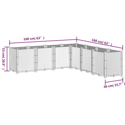 vidaXL plantekasse 160x160x53 cm PP hvid