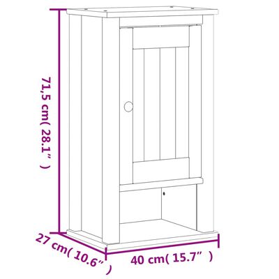 vidaXL vægskab til badeværelse BERG 40x27x71,5 cm massivt fyr sort