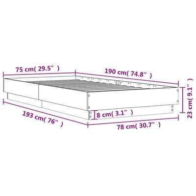 vidaXL sengeramme 75x190 cm konstrueret træ hvid