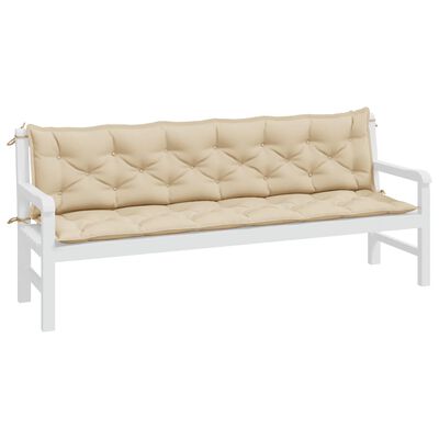 vidaXL hynder til havebænk 2 stk. 200x50x7 cm oxfordstof beige