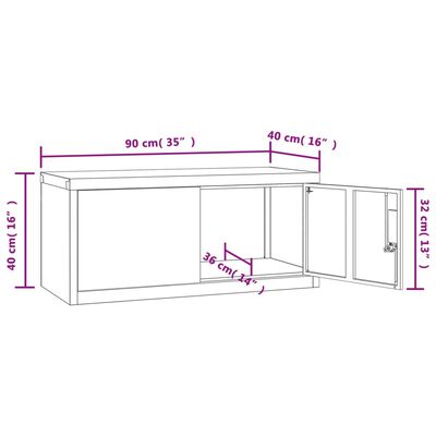 vidaXL arkivskab 90x40x145 cm stål sort