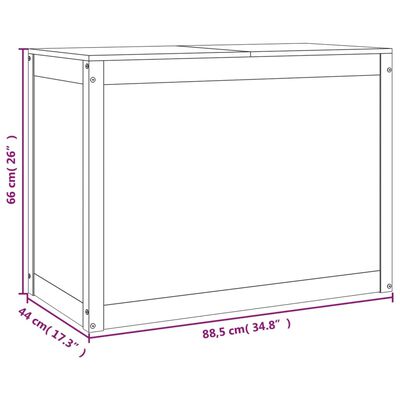 vidaXL vasketøjskurv 88,5x44x66 cm massivt fyrretræ sort