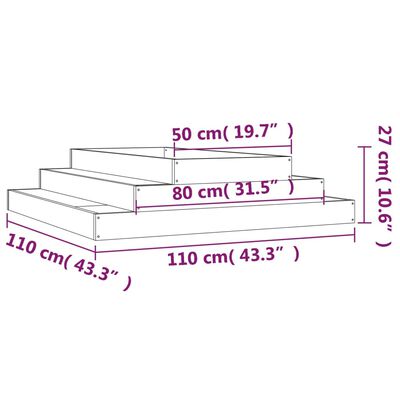 vidaXL plantekasse 110x110x27 cm massivt fyrretræ sort