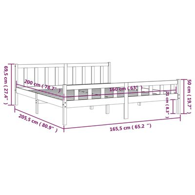 vidaXL sengeramme 160x200 cm massivt træ hvid