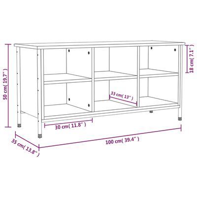 vidaXL skoreol 100x35x50 cm konstrueret træ sonoma-eg