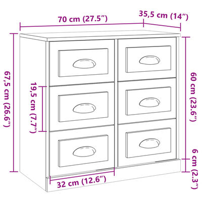 vidaXL skænk 70x35,5x67,5 cm konstrueret træ sort