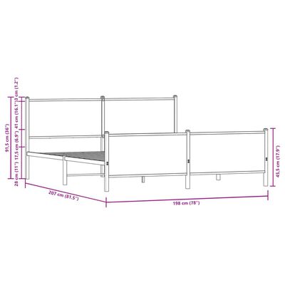 vidaXL sengeramme uden madras 193x203 cm metal sonoma-eg