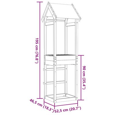 vidaXL legetårn 52,5x46,5x195 cm massivt fyrretræ