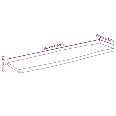 vidaXL bordplade 180x40x2,5 cm naturlig kant massivt mangotræ