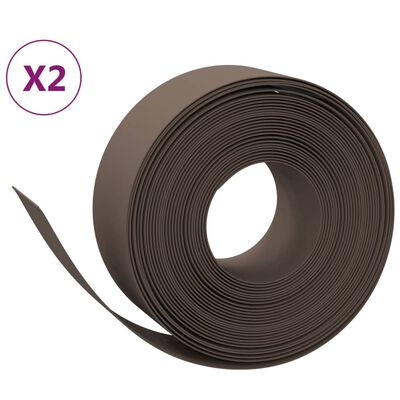 vidaXL græskanter 2 stk. 10 m 20 cm polyethylen brun