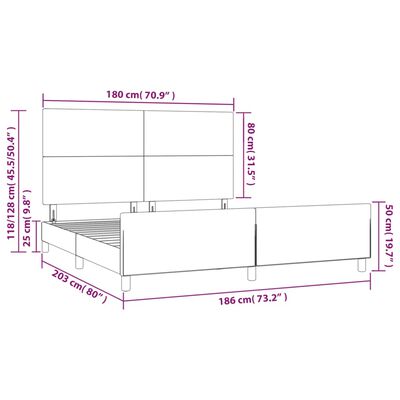 vidaXL sengeramme med sengegavl 180x200 cm kunstlæder grå