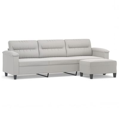 vidaXL 3-personers sofa med fodskammel 210 cm mikrofiberstof lysegrå