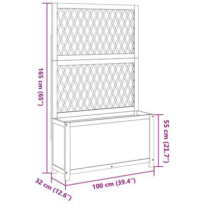 vidaXL plantekasse med espalier 100x32x165 cm massivt akacietræ