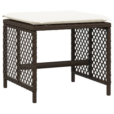 vidaXL haveskamler 4 stk. med hynder 41x41x36 cm polyrattan brun