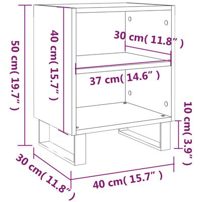 vidaXL sengeborde 2 stk. 40x30x50 cm konstrueret træ sort