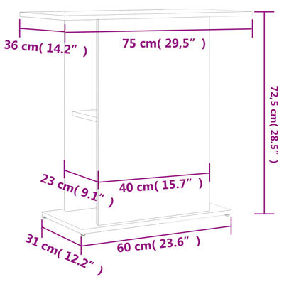 vidaXL akvariebord 75x36x72,5 cm konstrueret træ brun egetræsfarve