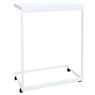 vidaXL sidebord med hjul 55x35x70 cm konstrueret træ hvid