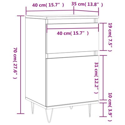 vidaXL skænk 40x35x70 cm konstrueret træ grå sonoma-eg