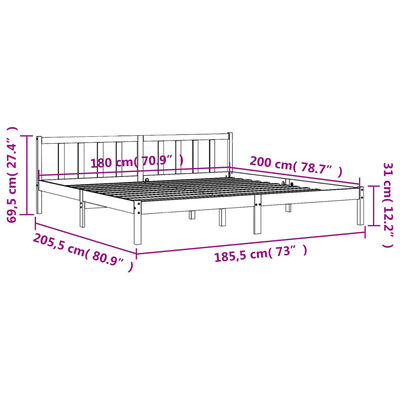 vidaXL sengeramme uden madras 180x200 cm massivt fyrretræ gyldenbrun