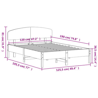 vidaXL sengeramme uden madras 120x190 cm massivt fyrretræ hvid