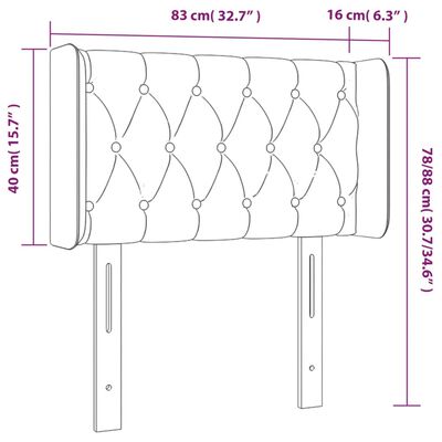 vidaXL sengegavl med LED-lys 83x16x78/88 cm stof blå