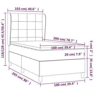 vidaXL kontinentalseng med madras 100x200 cm fløjl mørkegrøn